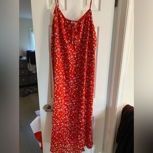MIDI spaghetti strap floral red dress - size 2X